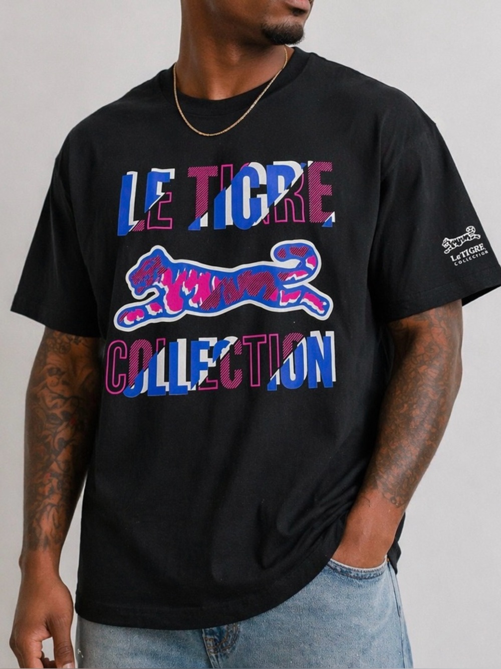 Le Tigre Graphic T-Shirt men’s size 3XL Black pink Tiger‎ Logo Collection NWT
